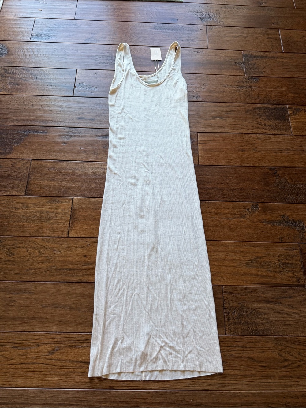 Enza Costa Cream Sleeveless Maxi Tank Silk Blend Dress - Picture 7 of 7